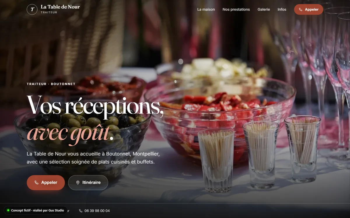 Site de La Table de Nour, traiteur (concept)